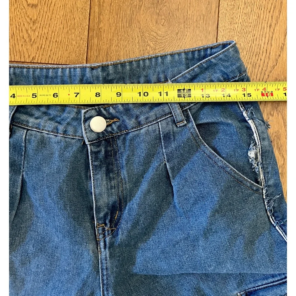 YASUYUAN Men's Blue Wide-Leg Denim Jeans Distressed Fringe Cotton Polyester 30 - Picture 10 of 15